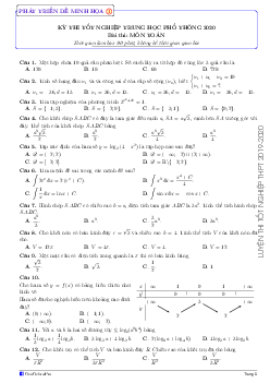TOP 5 đề phát triển đề minh họa kỳ thi tốt nghiệp THPT 2020 môn Toán