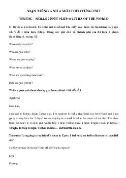 Write a postcard of about 50 words about your holiday in a city