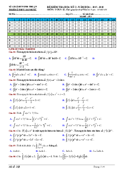 Đề kiểm tra học kỳ 2 Toán 12 năm 2017 – 2018 trường THPT An Phước – Ninh Thuận