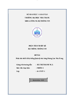 Phân tích thiết kế hệ thống Quản lý nhà hàng Hoàng Lan Nha Trang | Phân tích thiết kế hệ thống thông tin