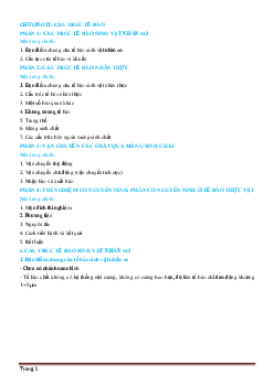 Trắc nghiệm cấu trúc tế bào (có đáp án)