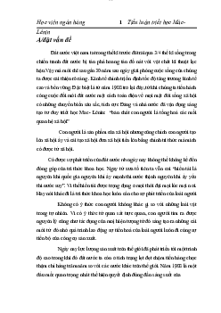 Tiểu luận môn Triết học Mác-Lênin | Trường Học viện ngân hàng