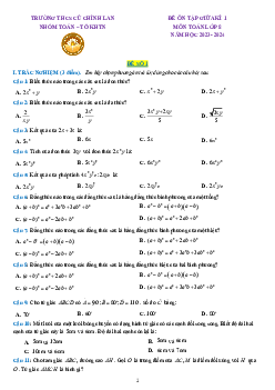 Top 10 đề ôn tập giữa kì 1 Toán 8 năm 2023 – 2024 trường THCS Cù Chính Lan – Thanh Hóa