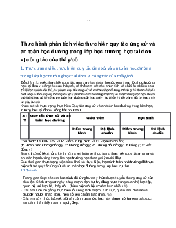 Thực hành phân tích việc thực hiện quy tắc ứng xử và an toàn học đường trong lớp học trường học tại đơn vị công tác của thầy/cô