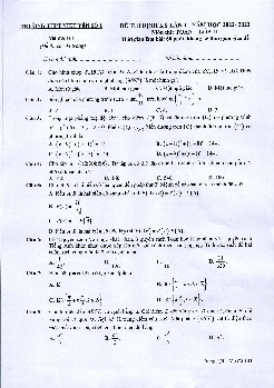 Đề thi định kỳ lần 1 Toán 11 năm 2022 – 2023 trường THPT Việt Yên 1 – Bắc Giang