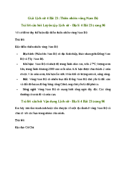Giải Lịch sử Địa lí lớp 4 Bài 23: Thiên nhiên vùng Nam Bộ | Chân trời sáng tạo