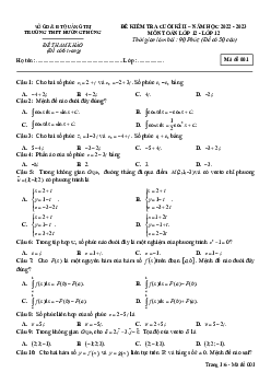 Đề tham khảo cuối kì 2 Toán 12 năm 2022 – 2023 trường THPT Hướng Phùng – Quảng Trị