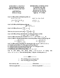 Đề thi học kì 2 Toán 10 năm 2019 – 2020 trường THPT Bách Việt – TP HCM
