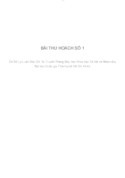 BÀI THU HOẠCH SỐ 1 | Cơ sở lý luận báo chí và truyền thông | Đại học Khoa học Xã hội và Nhân văn, Đại học Quốc gia Thành phố HCM