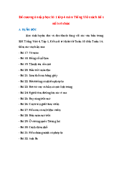 Đề cương ôn tập học kì 1 lớp 4 môn Tiếng Việt năm 2023 - Kết nối tri thức