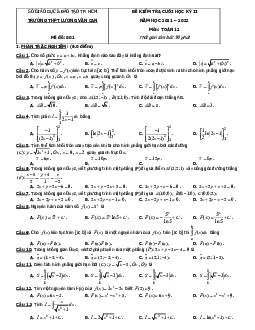 Đề cuối học kỳ 2 Toán 12 năm 2021 – 2022 trường THPT Lương Văn Can – TP HCM
