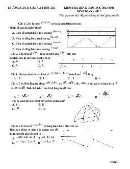 Bài kiểm tra toán lớp 12 năm 2023-2024