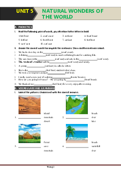 Bài tập Tiếng Anh 6 chương trình mới Bài 5: Natural Wonders Of The World (có đáp án)-Mai Lan Hương-Hà Thanh Uyên