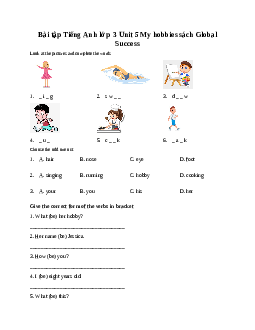 Bài tập Tiếng Anh lớp 3 Unit 5 My hobbies sách Global Success