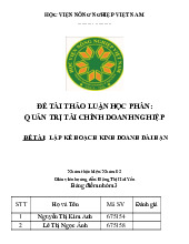 đề tài: lập kế hoạch kinh doanh dài hạn môn Quản trị tài chính   | Học viện Nông nghiệp Việt Nam