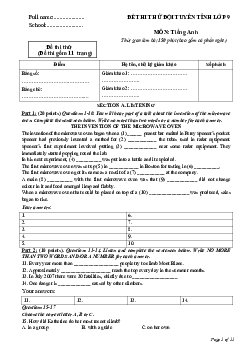 Đề thi thử đội tuyển Tỉnh lớp 9 môn Tiếng Anh năm 2022