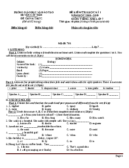 Tuyển chọn 10 đề thi học kỳ 1 Tiếng Anh 7 (có đáp án)