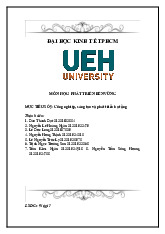 Tiểu luận môn Phát triển bền vững | Đại học Kinh tế Thành phố Hồ Chí Minh