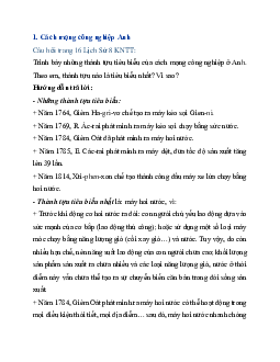 Giải sách giáo khoa Lịch Sử 8 Bài 3: Cách mạng công nghiệp | Kết nối tri thức