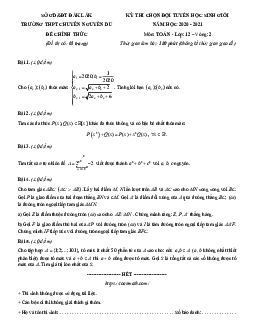 Đề thi HSG Toán 12 (vòng 2) năm 2020 – 2021 trường chuyên Nguyễn Du – Đắk Lắk
