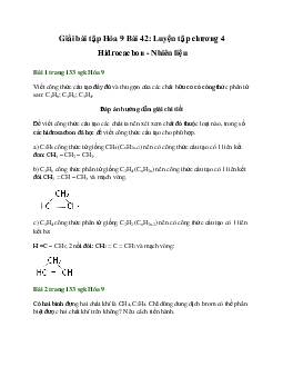 Giải Hóa 9 Bài 42: Luyện tập chương 4: Hiđrocacbon - Nhiên liệu