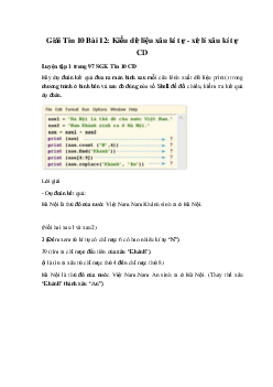 Giải Tin 10 Bài 12: Kiểu dữ liệu xâu kí tự - xử lí xâu kí tự CD