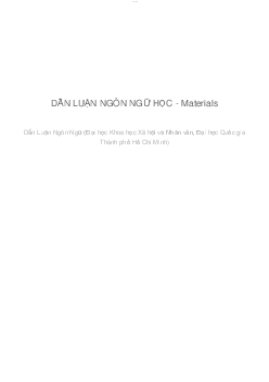 DẪN LUẬN NGÔN NGỮ HỌC - Materials | Dẫn luận ngôn ngữ | Đại học Khoa học Xã hội và Nhân văn, Đại học Quốc gia Thành phố HCM