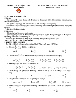 Đề cương giữa kỳ 2 Toán 7 năm 2023 – 2024 trường THCS Thăng Long – Hà Nội