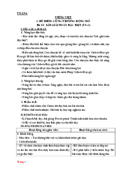 Kế hoạch bài dạy Tiếng Việt 3 Kết nối tri thức tuần 6