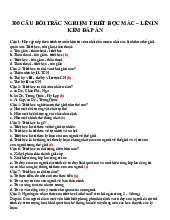 300 CÂU HỎI TRẮC NGHIỆM TRIẾT HỌC MÁC – LÊNIN KÈM ĐÁP ÁN