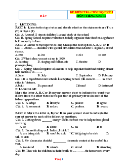 Đề thi học kỳ 1 Anh 10 global success - Đề 9 (có đáp án)