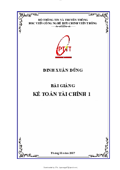 Tổng hợp bài giảng môn học Kế toán tài chính | Học viện Công nghệ Bưu chính Viễn thông