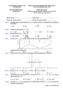 Đề thi thử THPTQG môn Toán lần 2 năm 2023 – 2024 sở GD&ĐT Thanh Hóa