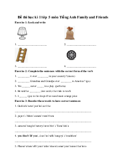 Đề thi học kì 1 lớp 5 môn Tiếng Anh Family and Friends