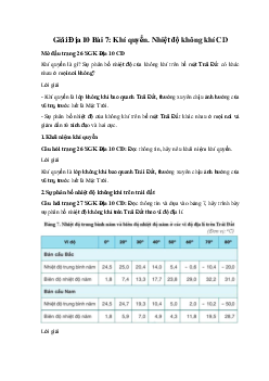 Giải Địa 10 Bài 7: Khí quyển. Nhiệt độ không khí CD