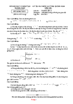 Đề thi Olympic Toán 11 Sở GD&ĐT Quảng Nam 2021 (có đáp án)