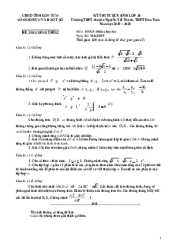 Đề thi vào 10 môn Toán của Sở GD&ĐT Kon Tum năm 2019-2020