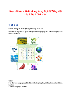 Soạn bài Một mái nhà chung trang 81, 82 | Tiếng Việt Lớp 3 Tập 2 Cánh diều