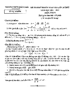 Đề thi thử Toán vào lớp 10 năm 2021 – 2022 trường THCS Quảng Hải – Quảng Bình