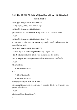 Giải Tin 10 Bài 23: Một số lệnh làm việc với dữ liệu danh sách KNTT