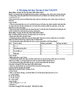 Giải SGK Tin học 6 Bài 12 Trình bày thông tin ở dạng bảng | Kết nối tri thức