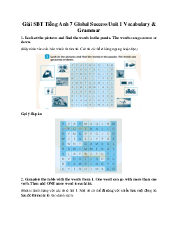 Giải SBT Tiếng Anh 7 Global Success Unit 1 Vocabulary & Grammar