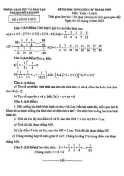 Đề học sinh giỏi Toán 6 năm 2021 – 2022 phòng GD&ĐT Sầm Sơn – Thanh Hóa