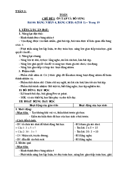 Bài 6: Bảng nhân 4, bảng chia 4 - Tiết 1 | Giáo án Toán 3 | Kết nối tri thức