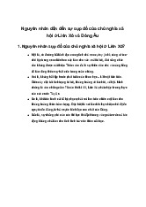 Nguyên nhân sụp đổ của Chủ nghĩa xã hội ở Liên Xô? | Câu hỏi Lịch sử lớp 9