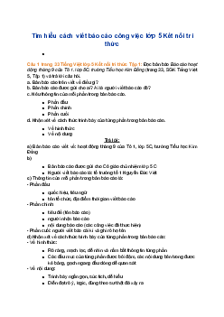 Giải SGK Tiếng Việt 5 trang 33 Bài 6: Tìm hiểu cách viết báo cáo công việc - Kết nối tri thức (Tập 1)