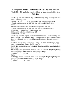Tập bản đồ Địa lý lớp 10 bài 5: Vũ Trụ - Hệ Mặt Trời và Trái Đất - Hệ quả của chuyển động tự quay quanh trục của Trái Đất
