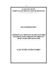 Ảnh hưởng của chính sách xóa đói giảm nghèo tới sinh kế của hộ nghèo dân tộc thiểu số ở huyện Võ Nhai tỉnh Thái Nguyên