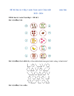 ĐỀ THI HỌC KÌ 1 lớp 1 môn Toán | Đề 7 | Chân trời sáng tạo