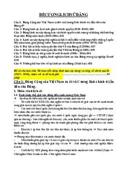 Đề cương ôn tập môn Lịch sử Đảng